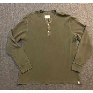 The Normal Brand Mens Olive Green Waffle Knit Long Sleeve Henley Shirt Large